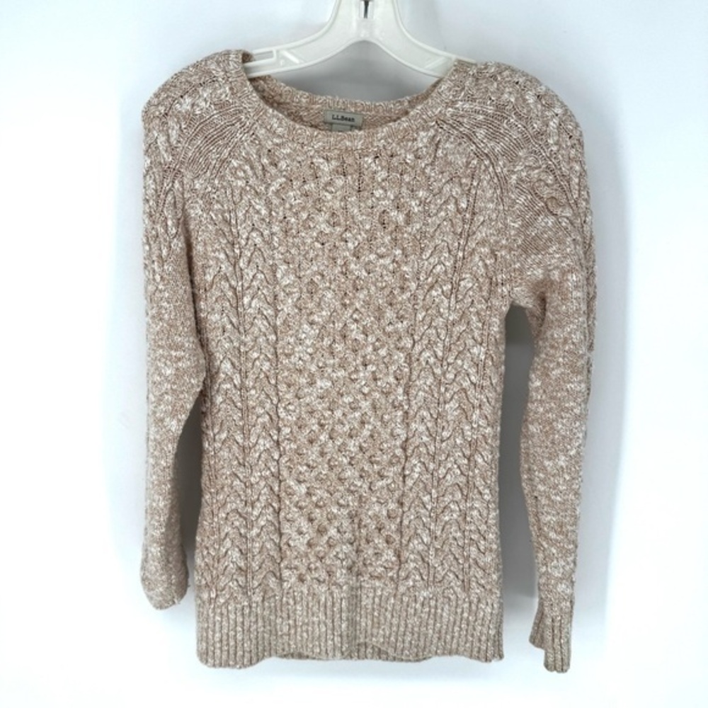 L.L. Bean  cottagecore Light pink Cable Knit 100% cotton Sweater